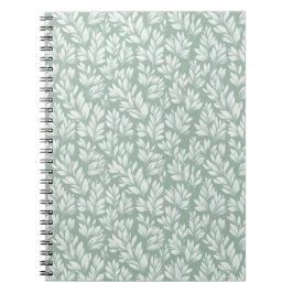 Cuaderno Patrón floral de salvia de hoja verde claro escand