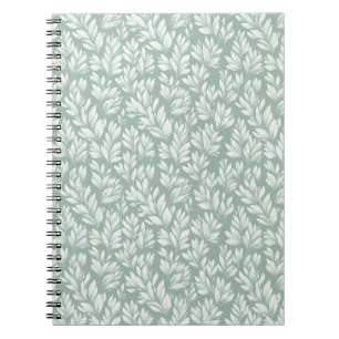 Cuaderno Patrón floral de salvia de hoja verde claro escand