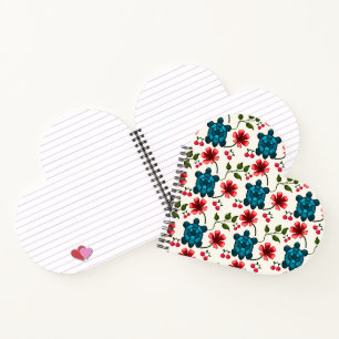 Cuaderno Patrón floral de tortuga linda