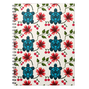 Cuaderno Patrón floral de tortuga linda
