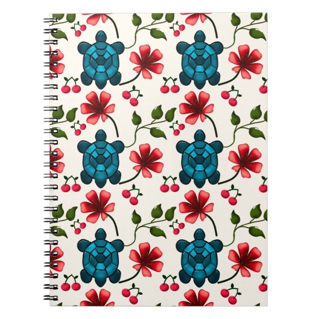 Cuaderno Patrón floral de tortuga linda   (Frente)