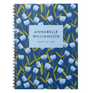Cuaderno Patrón floral de tulipán azul