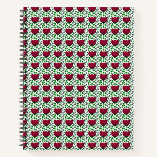 Cuaderno Patrón floral de tulipán carmesí | Rojo elegante