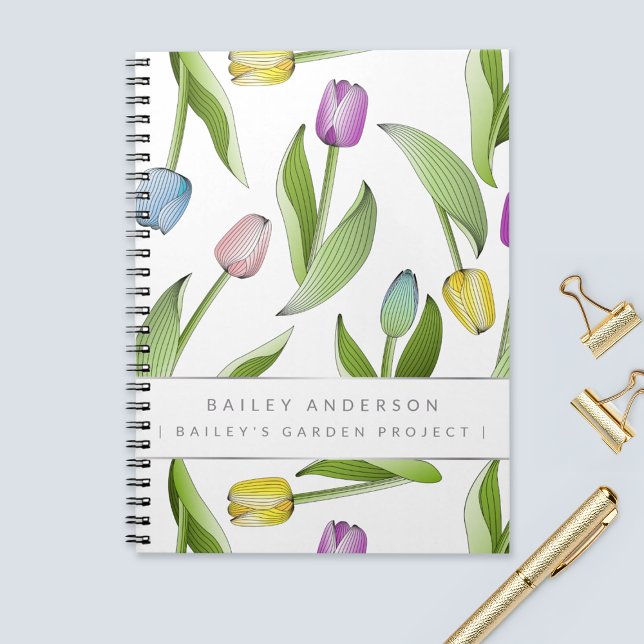 Cuaderno Patrón Floral de Tulipán Colorido Moderno Personal (Subido por el creador)