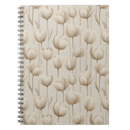 Cuaderno Patrón floral de tulipán marfil neutral moderno