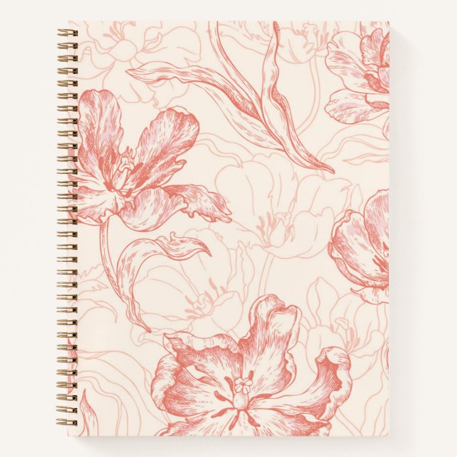 Cuaderno Patrón floral de tulipán vintage (Anverso)