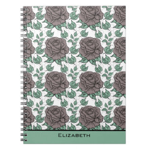 Cuaderno Patrón floral de vegetación gran flor personalizad