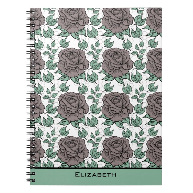 Cuaderno Patrón floral de vegetación gran flor personalizad (Frente)