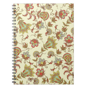 Cuaderno Patrón floral decorativo con plantas delicadas de