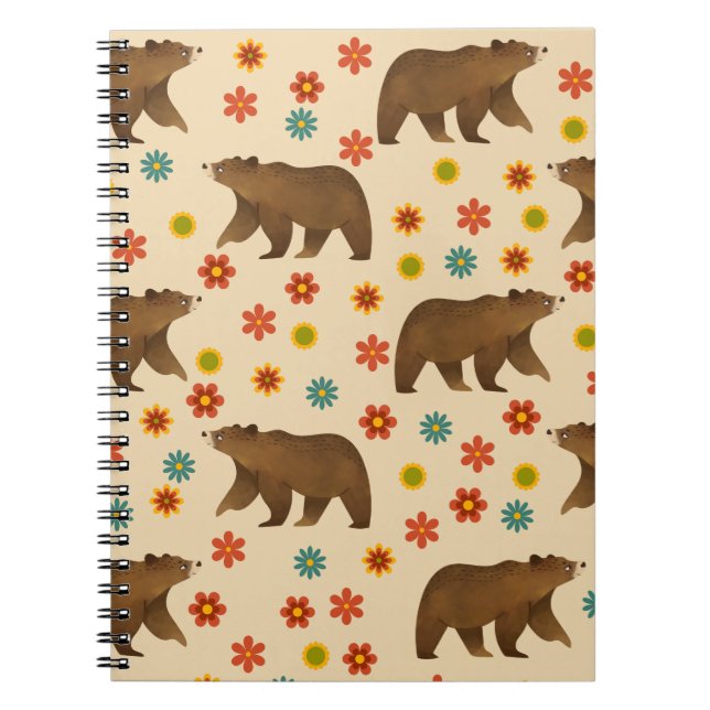 Cuaderno Patrón floral del oso (Frente)