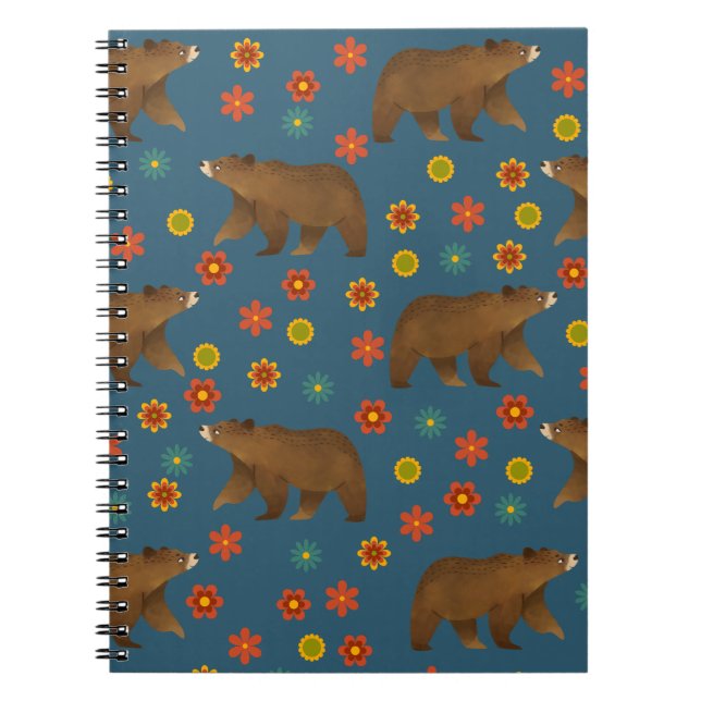 Cuaderno Patrón floral del oso (Frente)