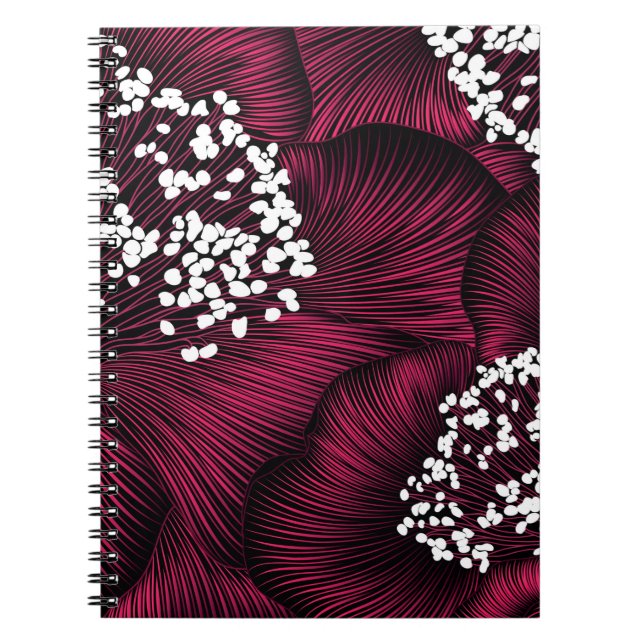 Cuaderno Patrón floral dibujado a mano con flores de cameli (Frente)