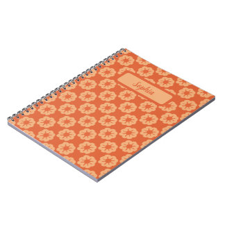 Cuaderno Patrón floral dibujado a mano en naranja terroso