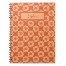 Patrón floral dibujado a mano en naranja terroso