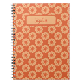 Cuaderno Patrón floral dibujado a mano en naranja terroso