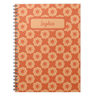 Cuaderno Patrón floral dibujado a mano en naranja terroso