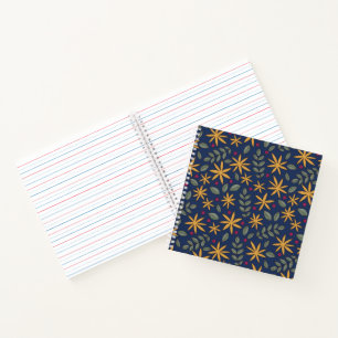 Cuaderno Patrón Floral Dorado Diseño Botánico