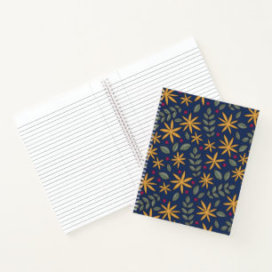 Cuaderno Patrón Floral Dorado Diseño Botánico