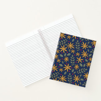 Cuaderno Patrón Floral Dorado Diseño Botánico