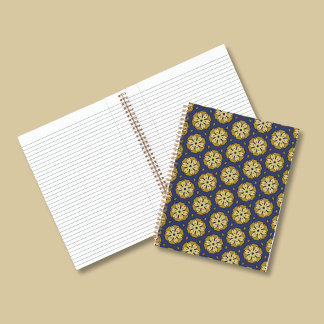 Cuaderno Patrón floral dorado y azul y lágrima