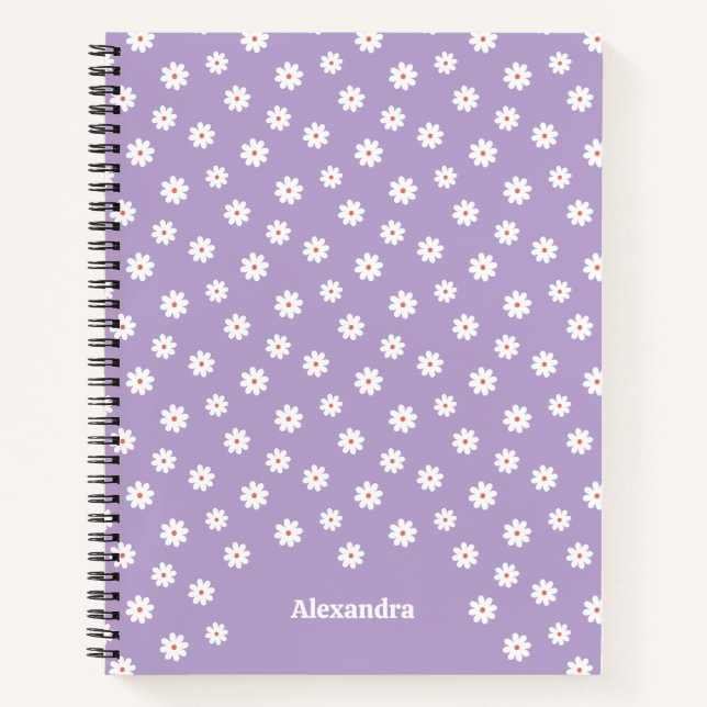 Cuaderno Patrón floral Dulce Blanco Personalizado (Anverso)