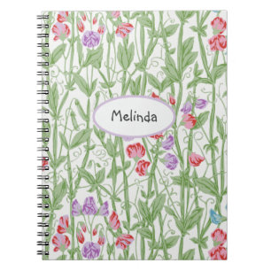 Cuaderno Patrón floral dulce de Pea William Morris Monogram