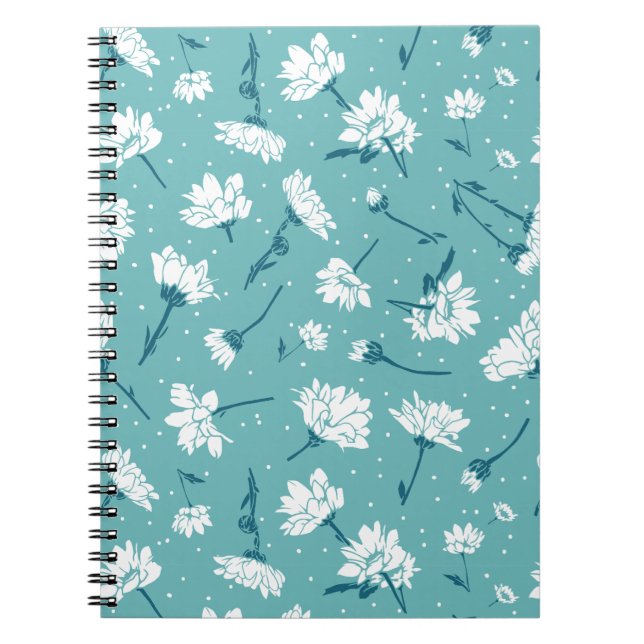 Cuaderno Patrón floral elegante - Botánico Verde azulado y  (Frente)