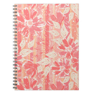 Cuaderno Patrón floral en tonos de melocotón de moda