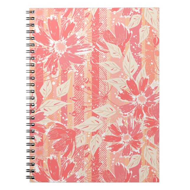 Cuaderno Patrón floral en tonos de melocotón de moda (Frente)