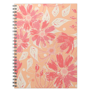Cuaderno Patrón floral en tonos de melocotón de moda