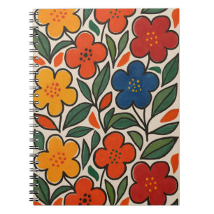 Cuaderno Patrón floral estilo retro de los años 60