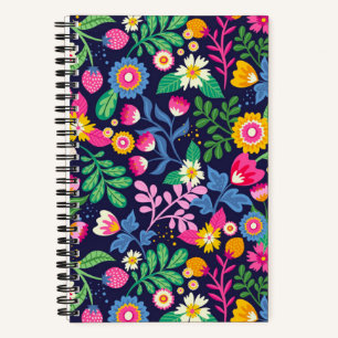 Cuaderno Patrón floral exótico pintado a mano