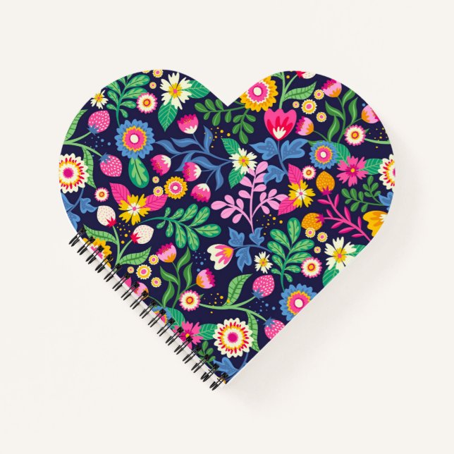 Cuaderno Patrón floral exótico pintado a mano (Anverso)