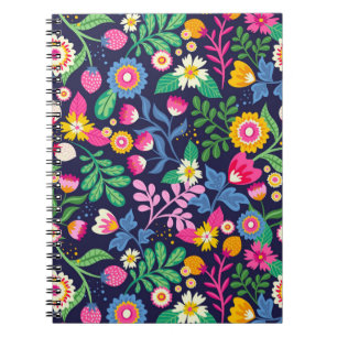 Cuaderno Patrón floral exótico pintado a mano