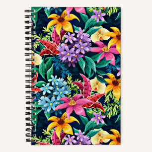 Cuaderno Patrón floral exótico pintado a mano-23001