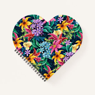 Cuaderno Patrón floral exótico pintado a mano-23001