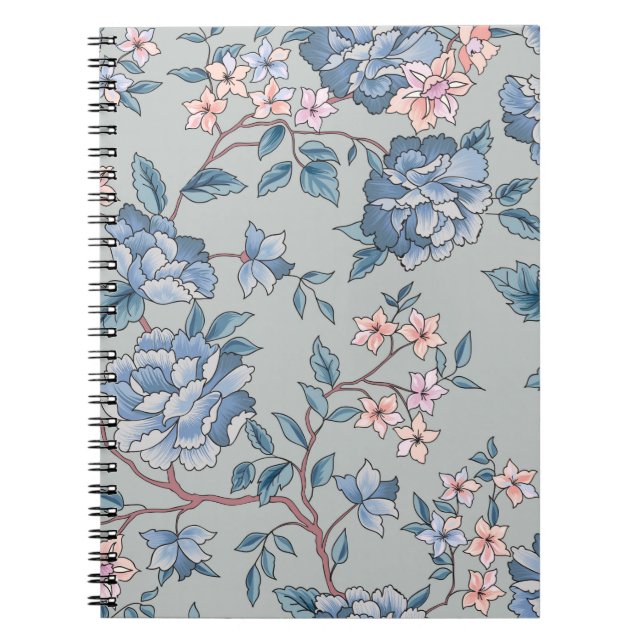 Cuaderno Patrón floral. Fondo transparente de las flores. F (Frente)