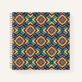 Cuaderno Patrón floral geométrico azteca vibrante