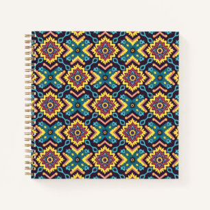 Cuaderno Patrón floral geométrico azteca vibrante