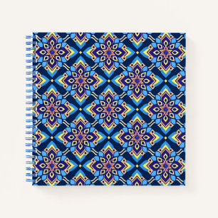 Cuaderno Patrón floral geométrico de Boho colorido
