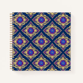 Cuaderno Patrón floral geométrico de Moda Boho colorida