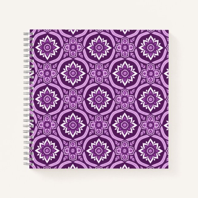 Cuaderno Patrón floral geométrico decorativo elegante (Anverso)