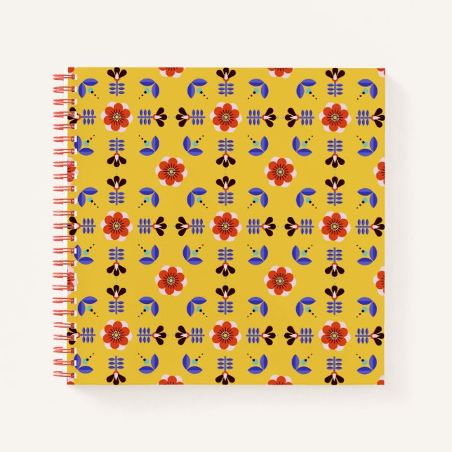 Cuaderno Patrón floral geométrico estilo escandinavo (Anverso)