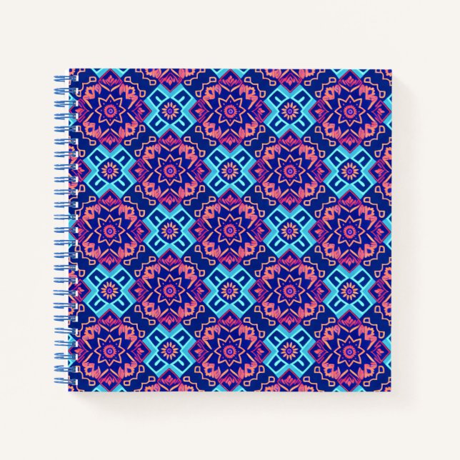 Cuaderno Patrón floral geométrico vibrante (Anverso)