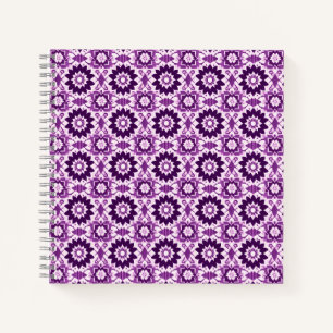 Cuaderno Patrón floral geométrico vintage Boho Purple