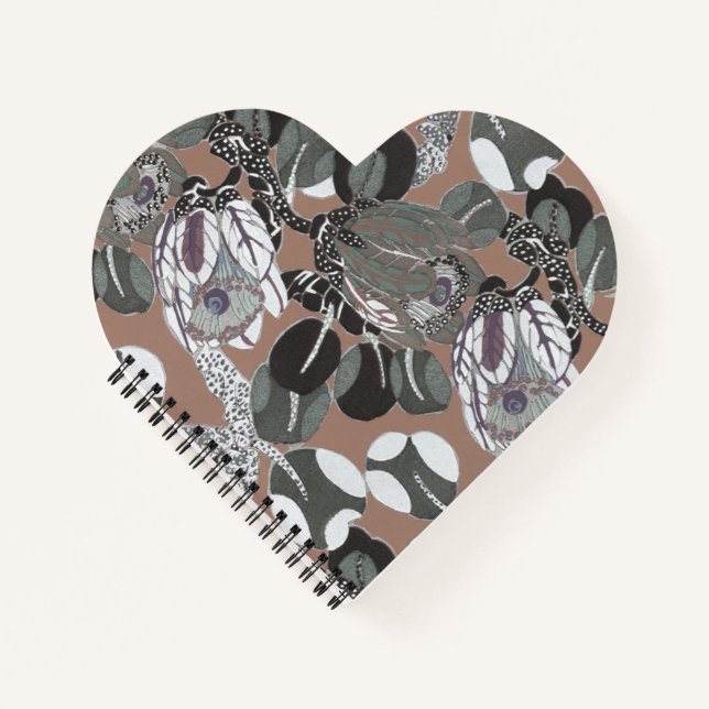 Cuaderno Patrón floral gris marrón (Anverso)