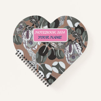 Cuaderno Patrón floral gris marrón