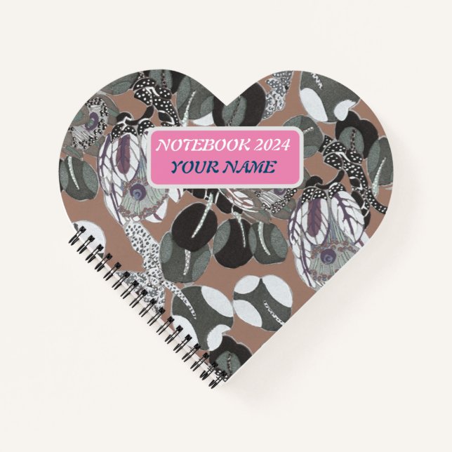 Cuaderno Patrón floral gris marrón (Anverso)