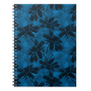Cuaderno Patrón floral gris y azul.