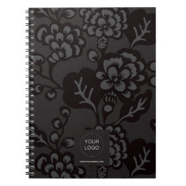 Cuaderno Patrón floral gris y negro vibrante y negrita